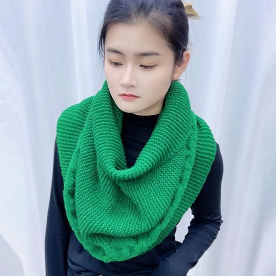 Yousheng Winter Wool Knitting Scarf Women Men Solid Color Dual Use Shawl Scarf Twist Texture Versatile Warm Hat Scarf