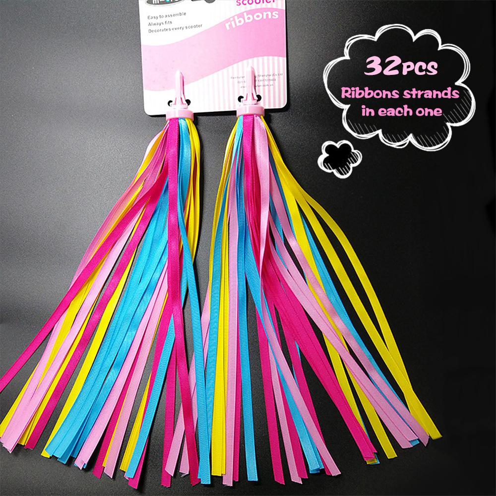 2 PCS Kid's Rainbow Bike Streamers For Girls Boys Children's Tassel Scooters Ribbons Bike Handlebar