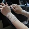 Women's Short Lace Arm Sleeve Fingerless Sunscreen Wrist Length Gloves Floral Lace