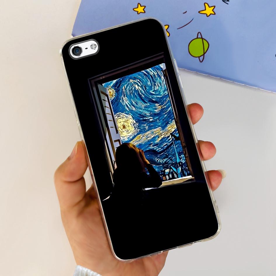 For iPhone 5 5S Case Fashion Astronaut Art Painted Shockproof Soft Cover For iPhone SE 2016 2020 SE2 TPU Funda on iPhone5 Bumper