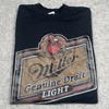 Винтажная черная графическая пивная футболка Miller Light Genuine Draft Размер L L Новая (NOS)