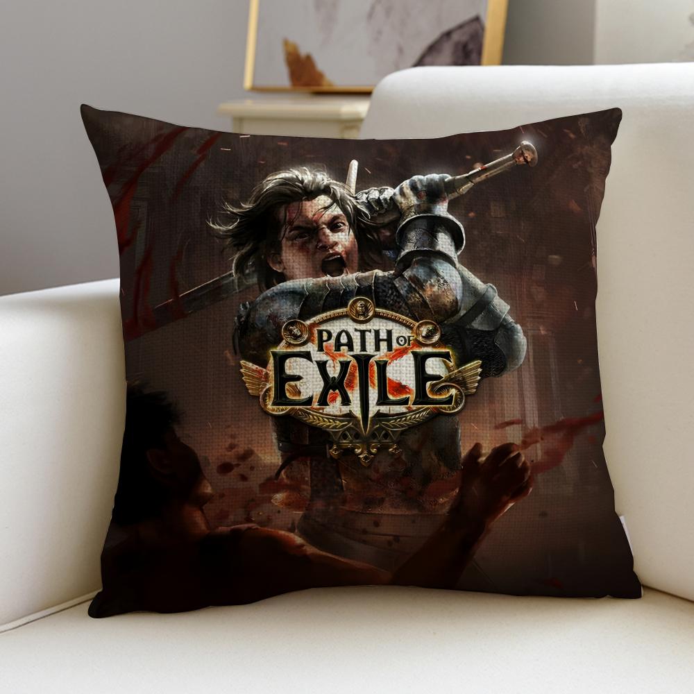Dark PPath of ExileS Cushion Cover Breathable and skinfriendly linen pillowcase square removable and washable cushion