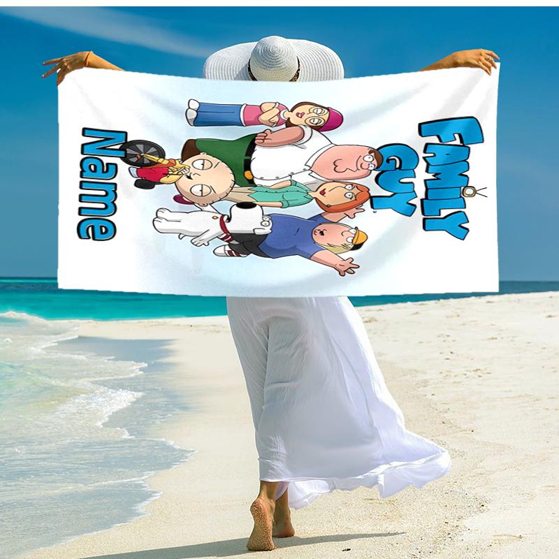 Personalized customized proof beach towel with Family Guy pattern - soft, absorbent, quick-drying, perfect swimming, camping&bathing