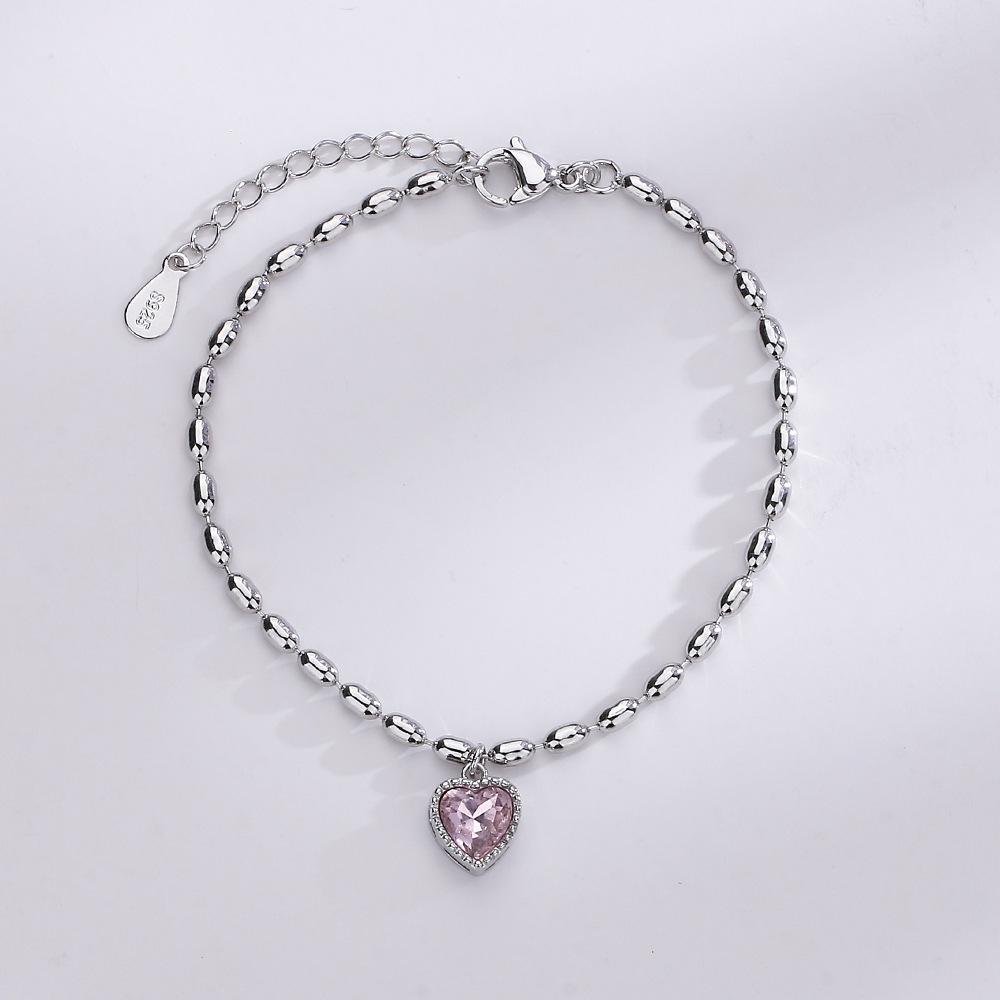 925 Sterling Silver Double Love Heart Hollow Round Beads Bracelet Female Fashion Romantic Jewelry Classic