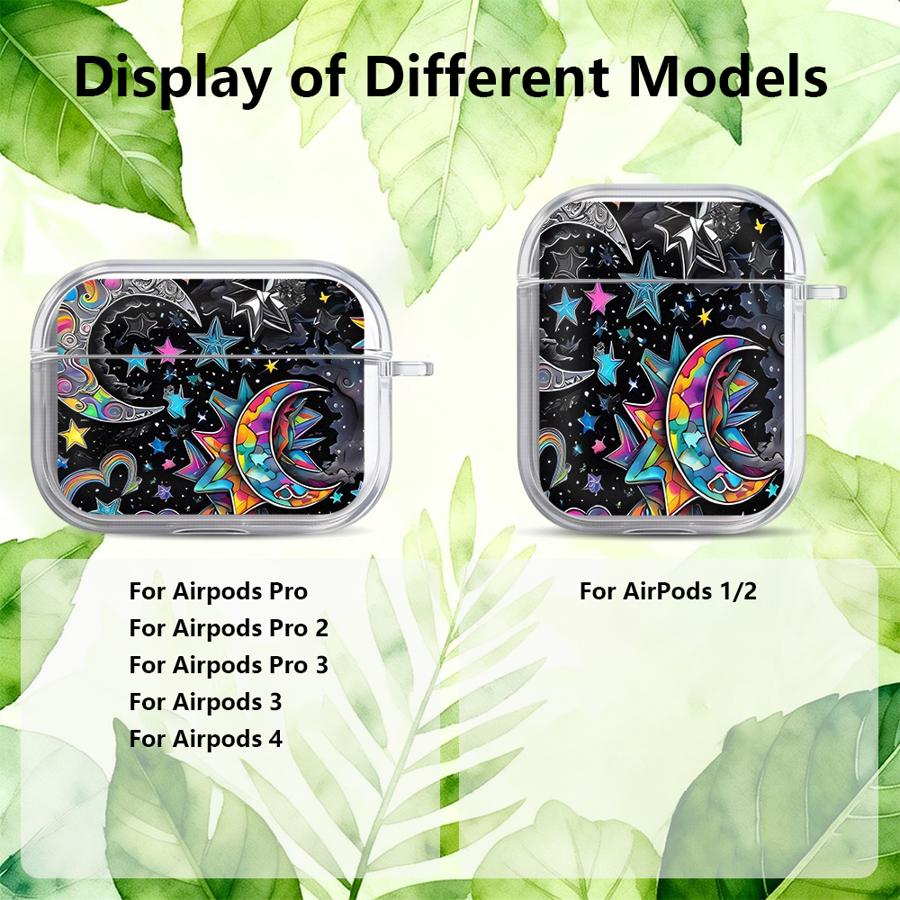 Чехол со звездным и лунным узором для Airpods 2 Pro Pro2 3 Pro3 1 4 Прозрачные чехлы-накладки для наушников