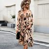 Women's Autumn Vacation Casual Printed V-neck Long-sleeved Dress