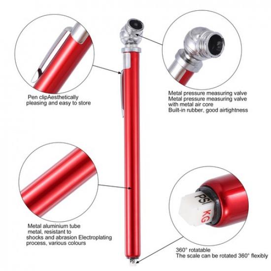 FIVE 10-100PSI Dual Head Truck Pen Tyre Tire Air Pressure Gauge for Bike ATV SUV