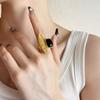 French Style Irregular Open Ring Fashion Crystal Open Ring Women Retro Elegant Light Luxury Party Jewelry Gifts