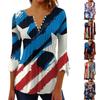 Женская модная футболка с короткими рукавами и v-образным вырезом с принтом ко Дню независимости с седьмым рукавом