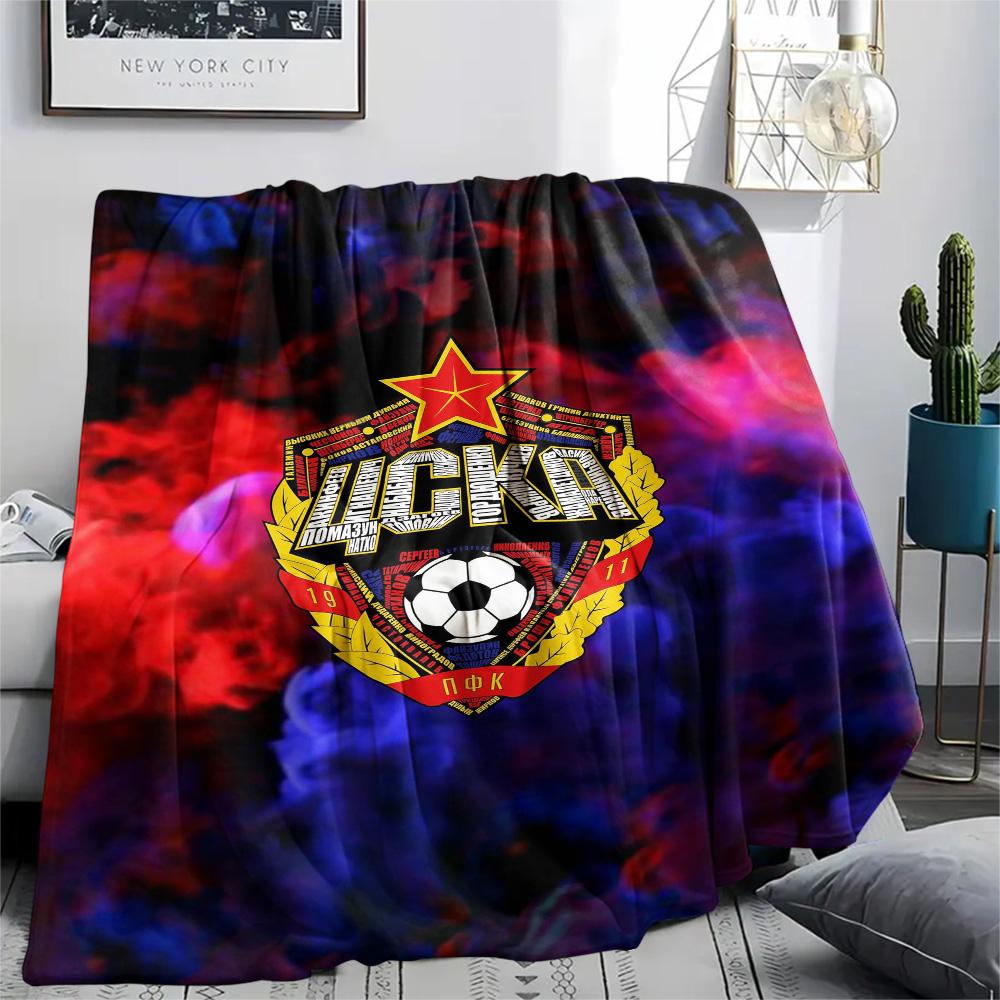 1Pc CSKA Moscow Logo Print Flannel Blanket High Quality Warm Comfortable Cover for All Seasons Perfect for Gifts Home Decor