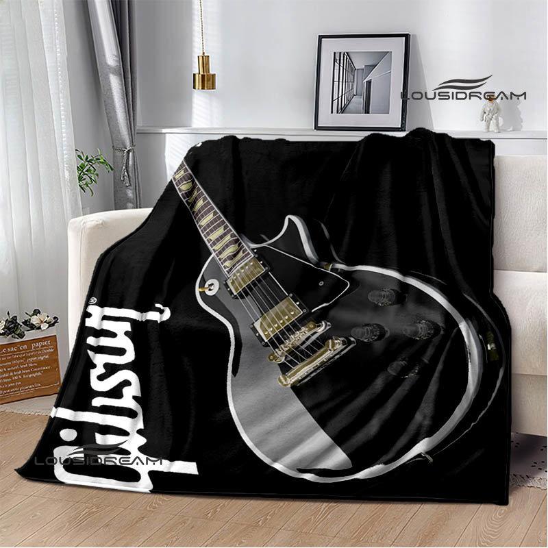 Одеяло с логотипом гитары Gibson, одеяло для согревания фланцев, одеяло для пикника, домашнее дорожное одеяло, подкладка для кровати, подарок на день рождения
