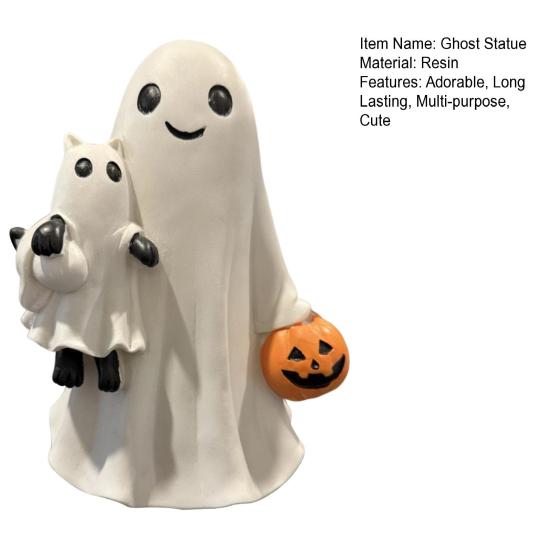 Статуэтка Привидения на Хэллоуин Миниатюрная Полимерная Фигурка Милый Забавный Мультяшный Дизайн Жуткая Статуэтка Украшение для Праздничной Вечеринки