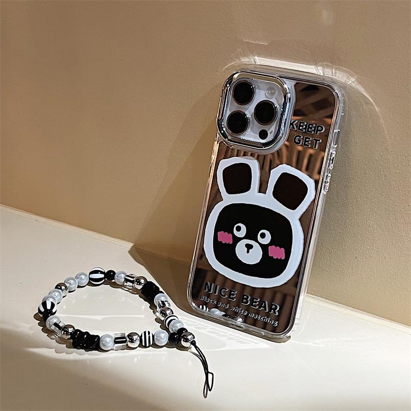 Чехол Zhitai iPhone 15 Pro/16 Pro Max «три в одном» с зеркалом и цепочкой для телефона