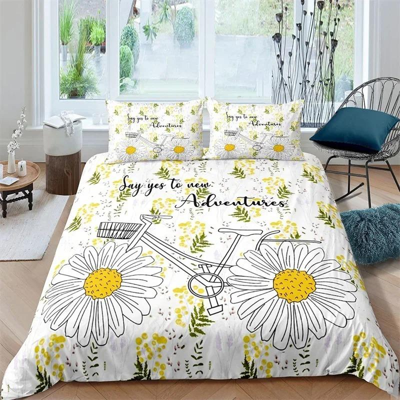 Комплект постельного белья Rustic Flower White из микрофибры с изображением листьев деревьев и цветов, комплект пододеяльников с 3D-принтом и наволочками, декор комнаты