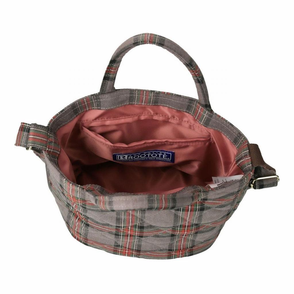 1211 Клетчатая стеганая отдельно стоящая мини-сумка через плечо EU Baby Lou Check Quilt B [Rootote] (коричневый)