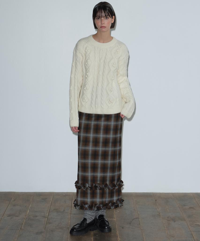 Margarine Fingers Frill Maxi Skirt (Brown)