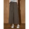 Coolhut High-Waisted Casual Plaid Wide-Leg Pants for Women, Retro Design, Simple and Elegant, 2025 Summer Casual Pants