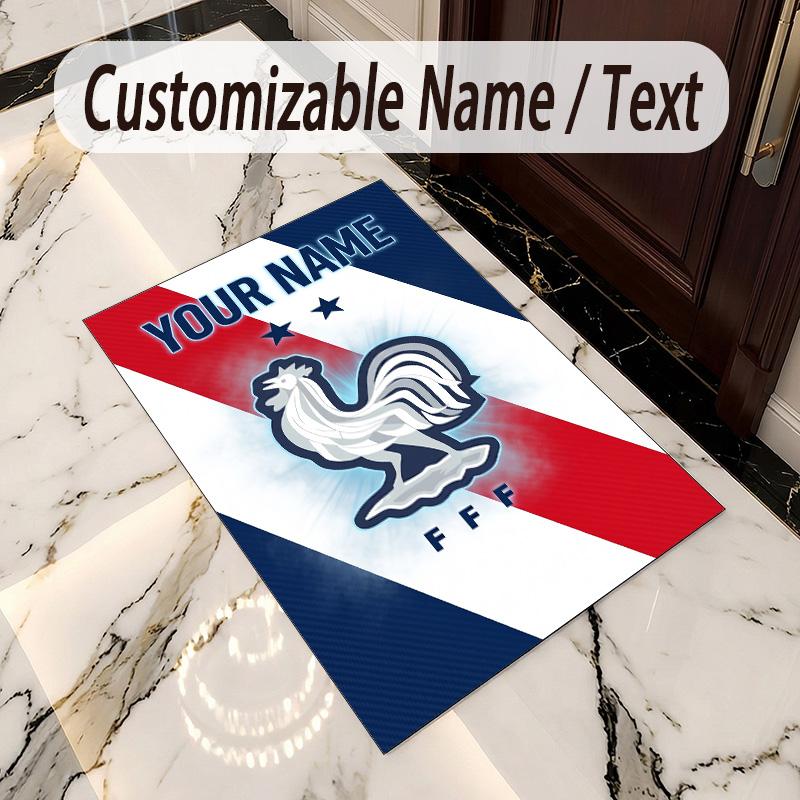 Crystal Velvet Rug France national football team Print Custom Name Text Floor Mat Home Decor