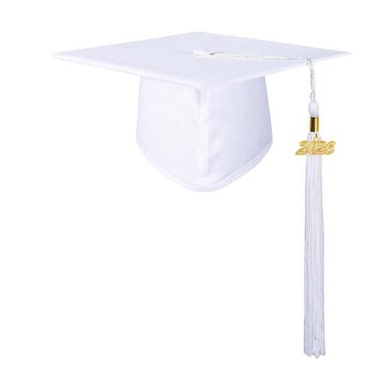 Унисекс Матовая академическая шапочка с кисточкой-шармом 2026 года Взрослые Поздравляем Выпускной аксессуар для средней школы Бакалавр Магистр