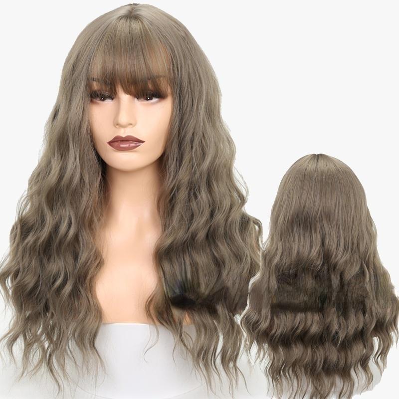 MERISIHAIR Длинный волнистый синтетический парик с челкой для женщин