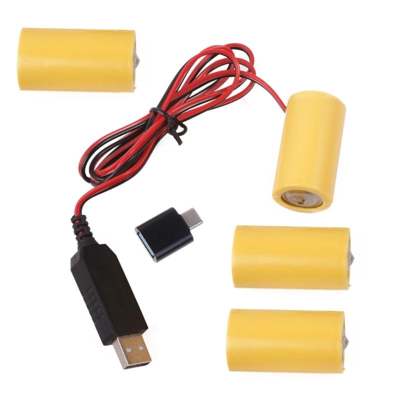 97cm USB To 6V LR14 C Dummy Battery Eliminate Cable for 4 LR14 C Battery for Toy, Controllers Water Heater, Torches