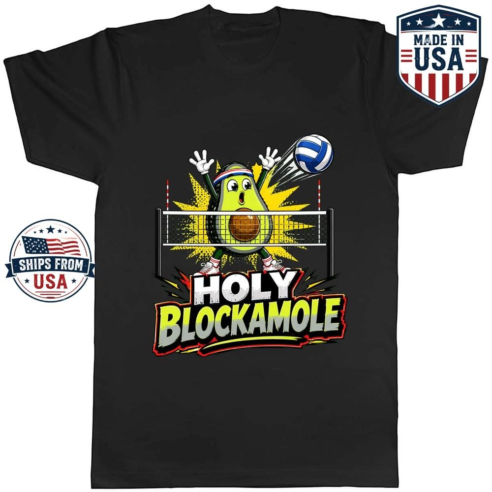 Holy Blockamole Avocado Volleyball Graphic T-Shirt Funny Sports