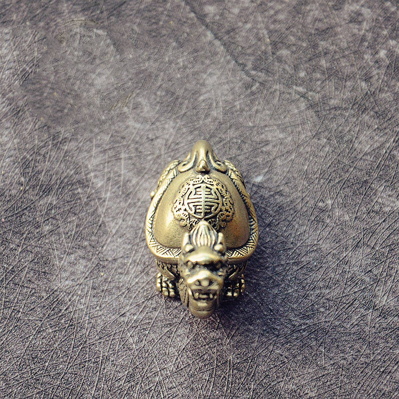 Copper Brass Dragon Turtle Small Fengshui Statue Ornament Chinese