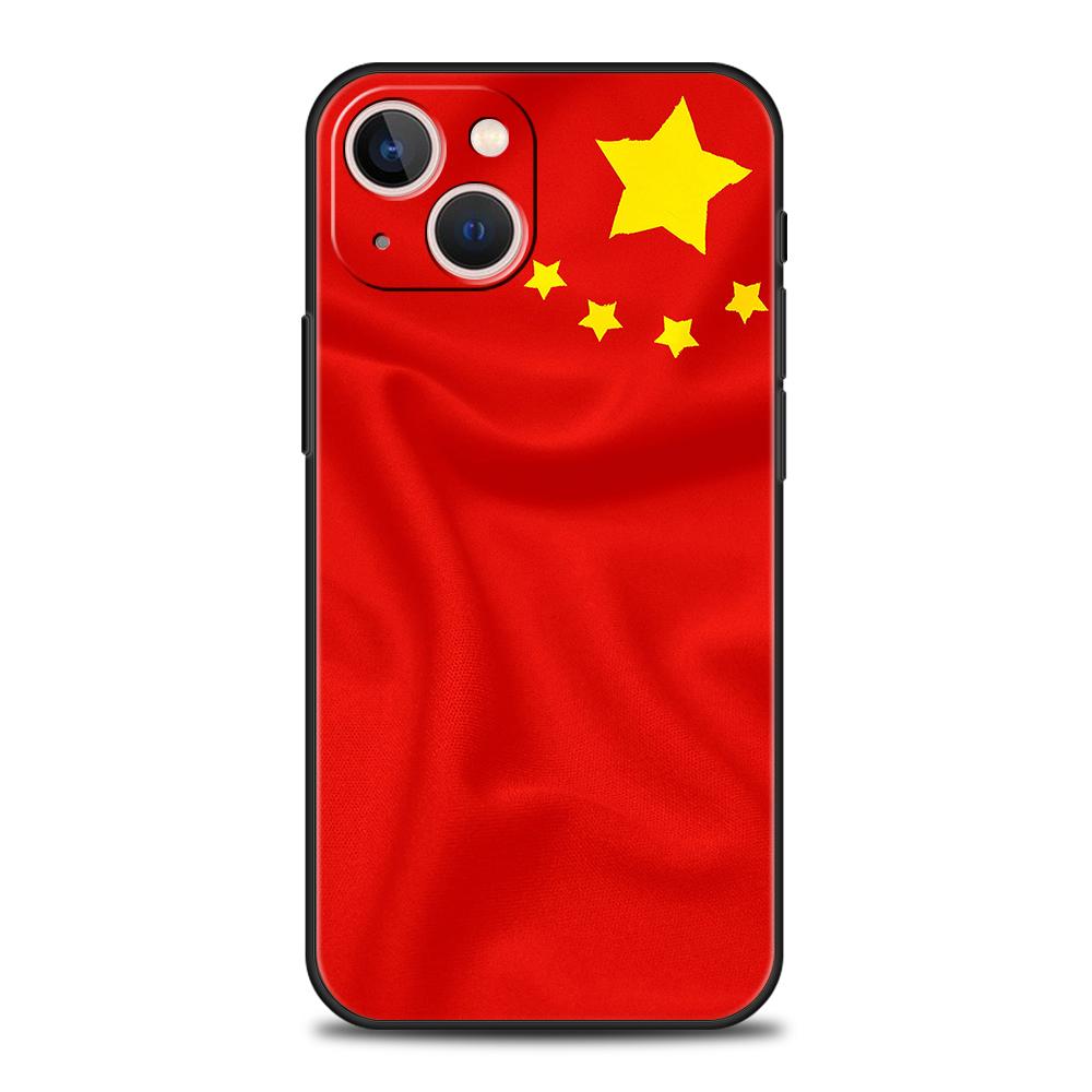 Чехол для телефона с флагом Китая для iPhone 16 15 14 13 12 Pro Max 11 Pro Max 7 8 Plus XS XR Ударопрочный Мягкий чехол Capas