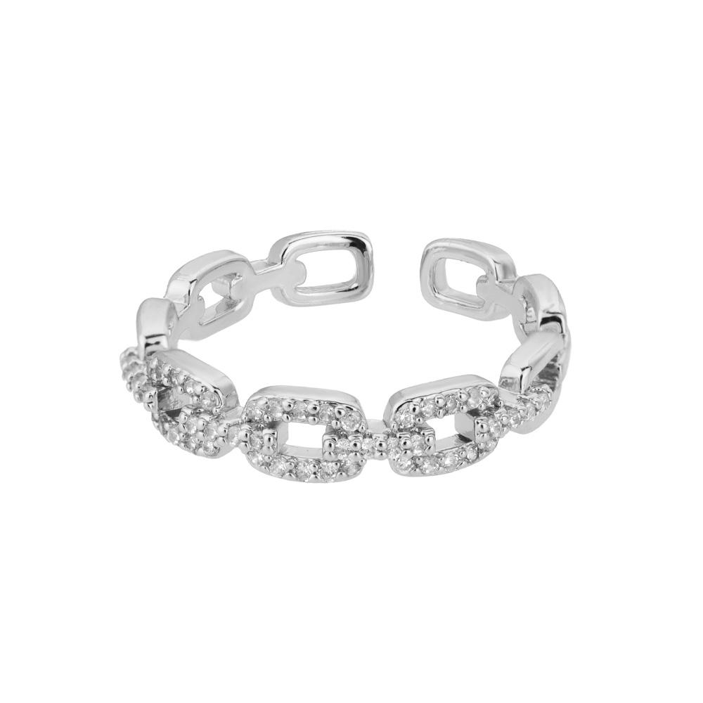 Classic Zircon Twist Chain Rings For Women Stainless Steel Elegant Couple Ring Wedding Jewelry Gift Bijoux Femme