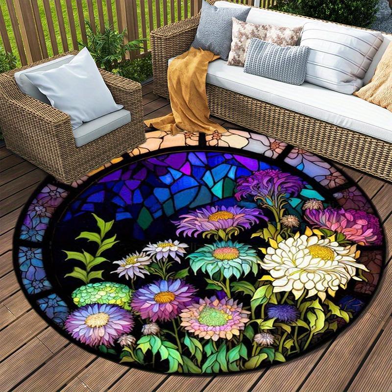 Eiffel Tower Round Rug Floor Mat Doorway Rug With Nonslip Backing Outdoor Patio Camping Rug Floor Mat Living Room Bedroom Decoration