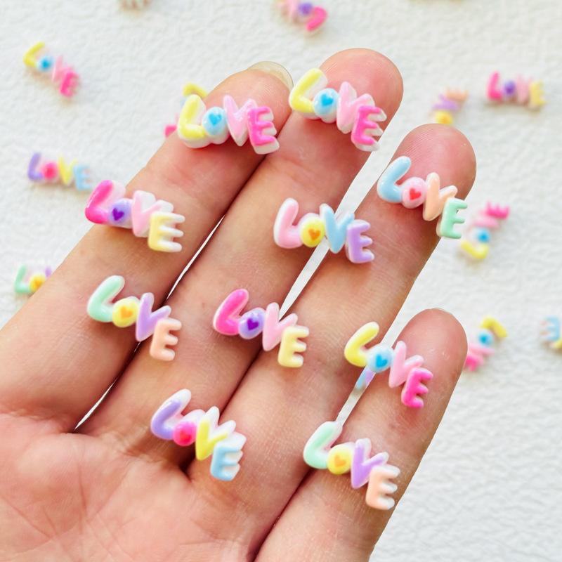 30 Pcs New Cute Valentine'S Day Letter Resin Figurine Crafts Flatback Cabochon Ornament Jewelry Manicure Making Accessories A61