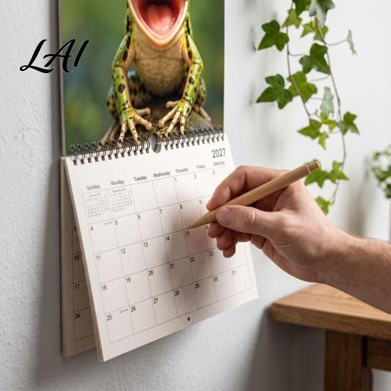 Appointment Planner for Home 2027 Funny Frog Wall Calendar Cute Animal Illustration Monthly Yearly Planning Tool Office Mark Important Dates,