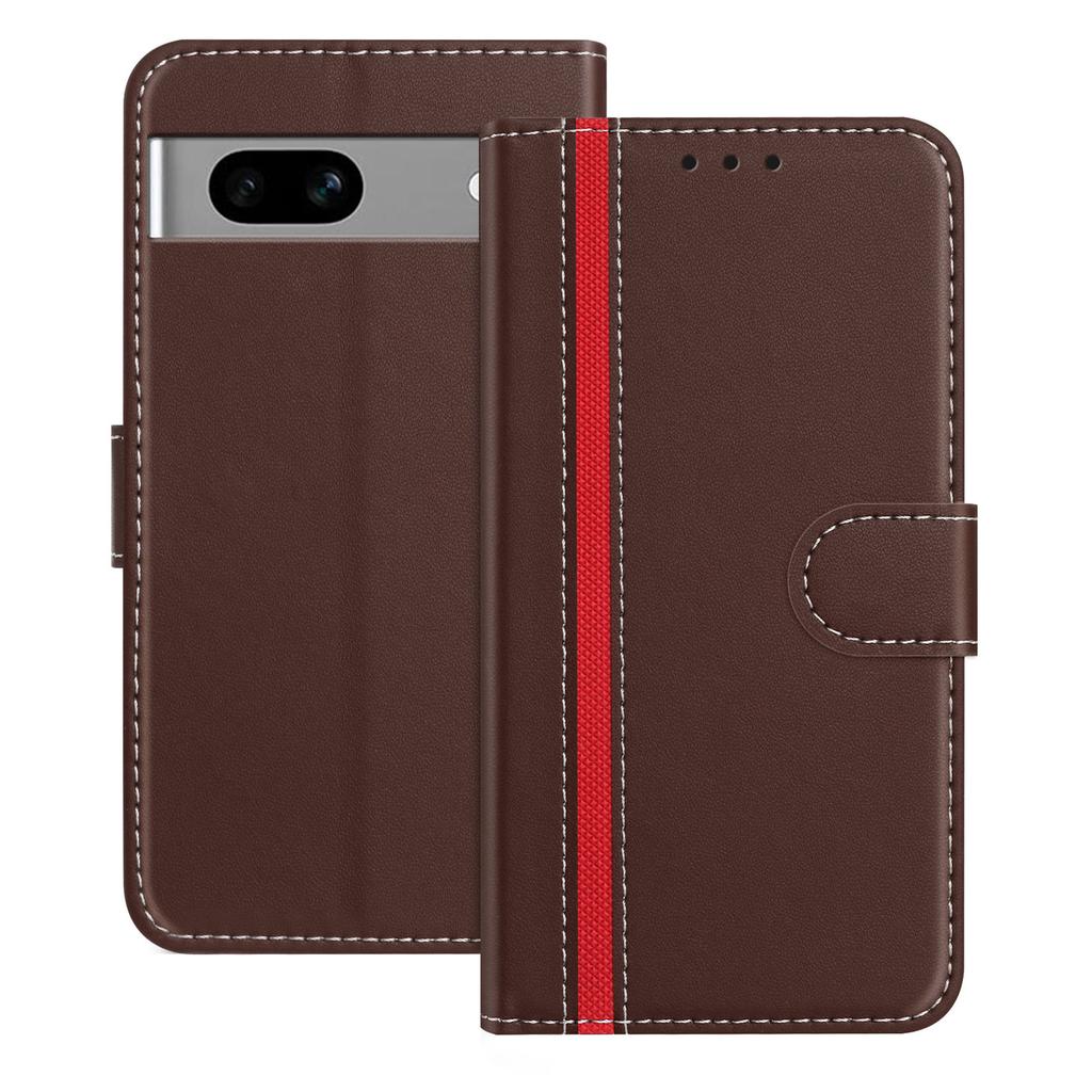 For Google Pixel 7a Phone Cases Wallet Stand Color Splicing Leather Cover with Magnetic Clasp