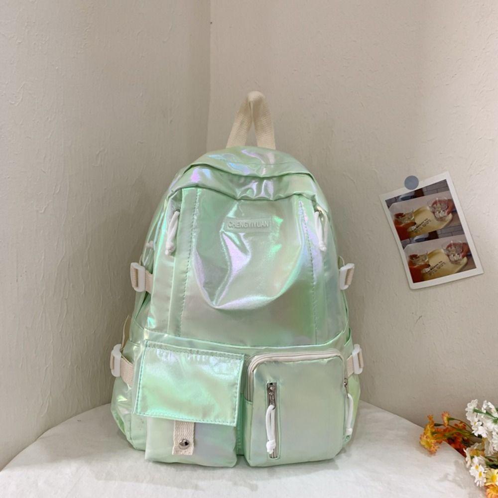 Multi-Pocket Laser Backpack Korean Style Shoulder Bag Portable Students School Bag Teenager