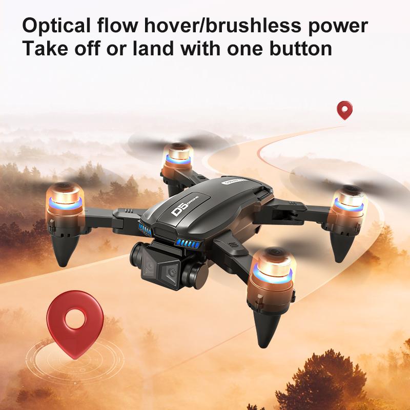New D5 Drone 8K Professional HD 360° Dual Cameras 5G WIFI Brushless Motors Obstacle Avoidance FPV Foldable Quadcopter Boys Toys