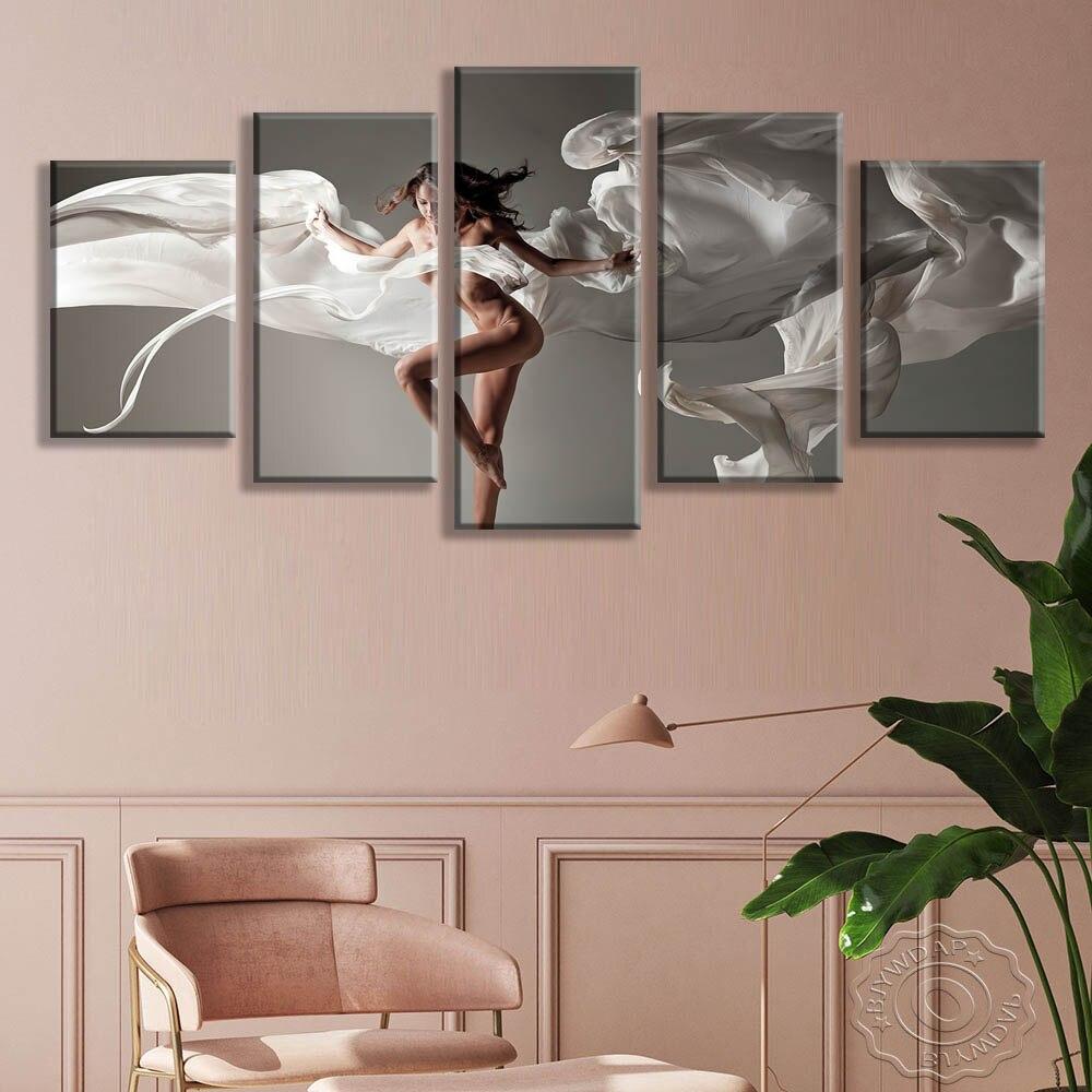 5 шт., настенная живопись на холсте, сексуальная обнаженная девушка, персонажный постер, современные картины для гостиной, спальни, украшение дома
