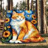 1pc Ginger Cat Art Print Print Outdoor Blanket, Lightweight Polyester,