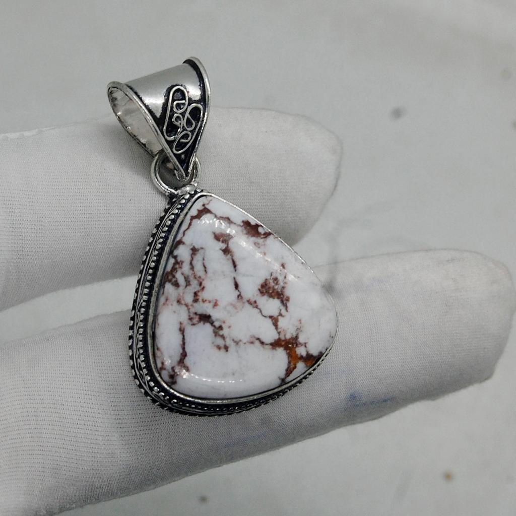 Drop Shape Wild Horse Jasper 925 Sterling Silver Pendant