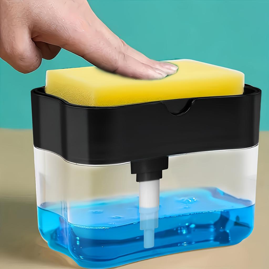 1 Pc Metal Silver Liquid Dish Soap Dispenser and Sponge Holder for Hotel Kitchen Sink, No Sponge Included, 0.37 lb