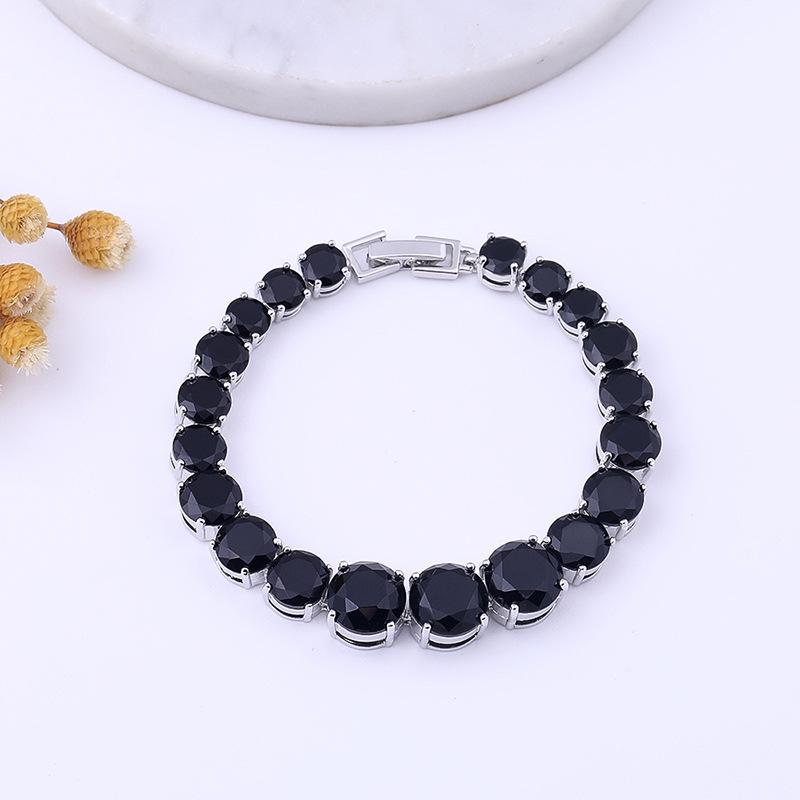 Браслет из циркония постепенного размера с медным покрытием из платины и инкрустированными драгоценными камнями, круглое цветное сокровище.