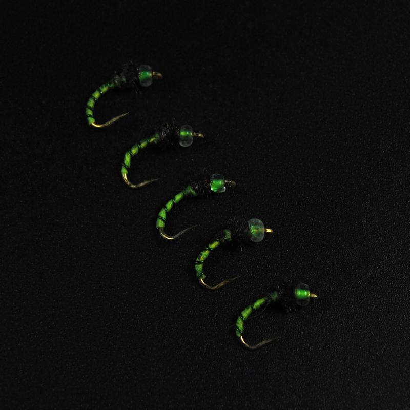 10pcs Midge Nymph Fly Green Red Fly Fishing Bait Lures Hegene / # 14 Gold Color Hook