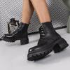 Модные женские армейские ботинки в стиле панк на толстом каблуке, черные ботильоны на платформе из искусственной кожи, женские нескользящие мотоциклетные ботинки с толстой подошвой