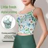 Женский летний топ для йоги Lulu: Спортивный жилет с амортизацией, нагрудной вставкой и стильным принтом на спине