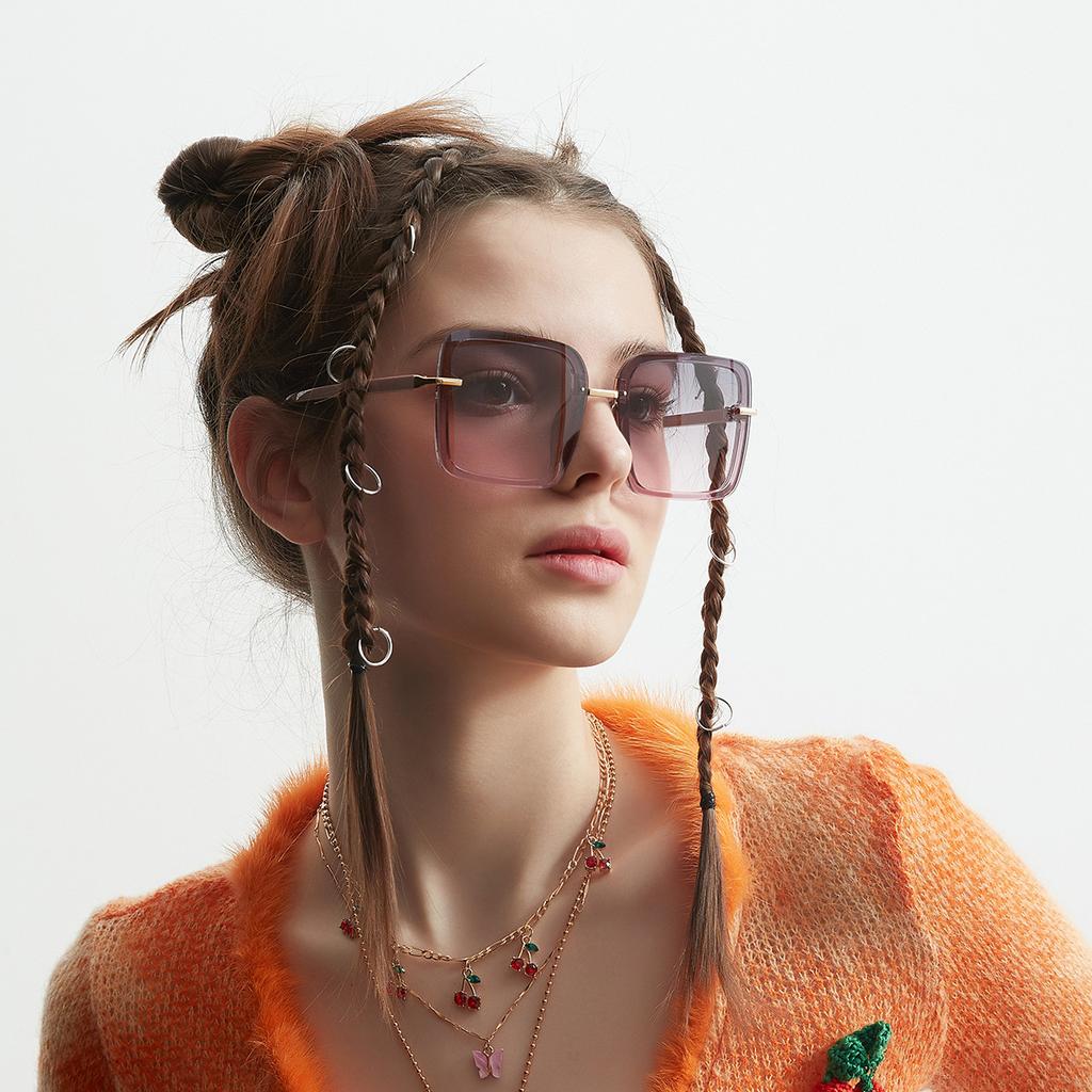 Очки с большой оправой, квадратные полуметаллические для круглого лица, тонкие простые солнцезащитные очки, женские модные солнцезащитные очки, мужские