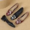 Low-heeled Single Shoes Femininity Comfortable Spring and Autumn 2025 New Patent Leather Square Head Grandma Shoes Red Thick Heel High Heels