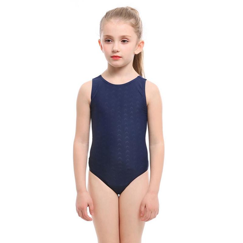 Kids Girls' One-piece Swimsuit Solid Color Breathable Quick-drying Children Swimwear