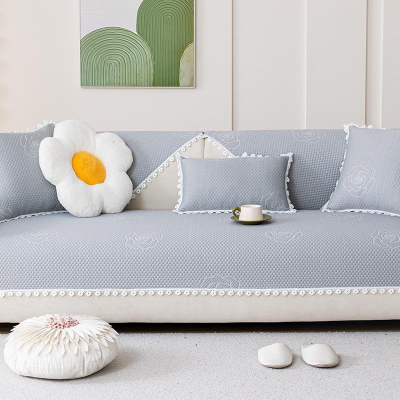 Summer Sofa Cushion, Solid Color Seat Cushion, Cool Cushion, Sofa Cover, Ice Cushion, Advanced One-Piece Combination Sofa  New