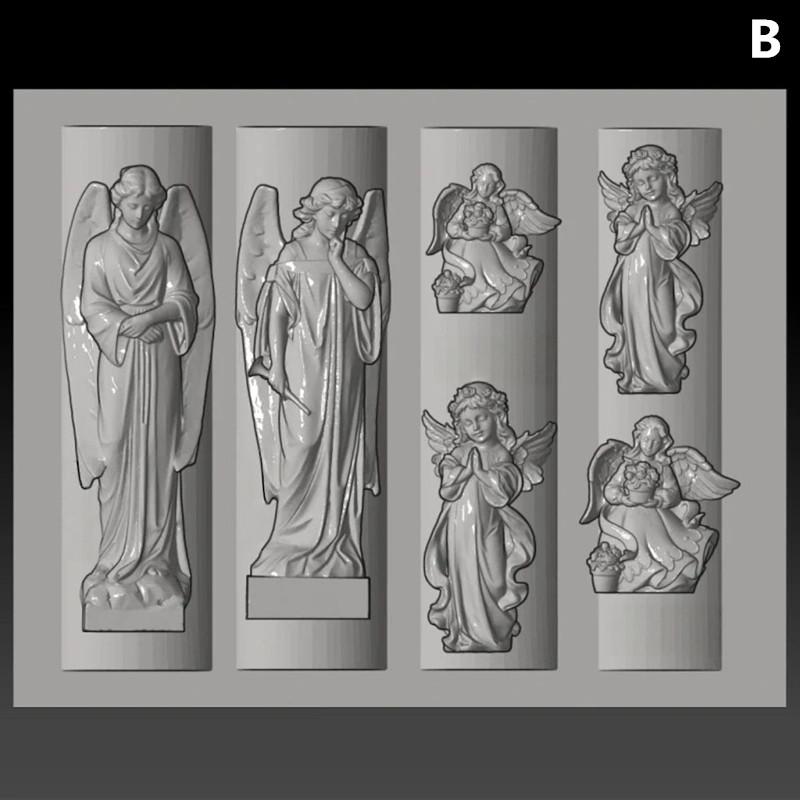 Силиконовые 3D-трафареты для ногтей - Ангел, Часы, Замок-Сердце, Штамповочные пластины для DIY-дизайна ногтей, Инструменты для маникюра