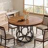 Tribesigns Round Dining Table 120cm, Wooden Kitchen Table with Sturdy Metal Base for 4-6 People, Large Round Dining Table