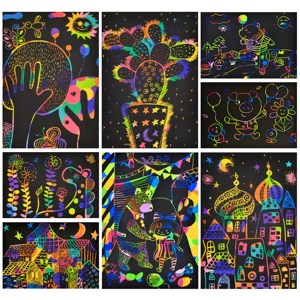 Colorful Scratch Sheet Easy Lightweight Scratch Paper Set Environment Friendly for Festival Decoration